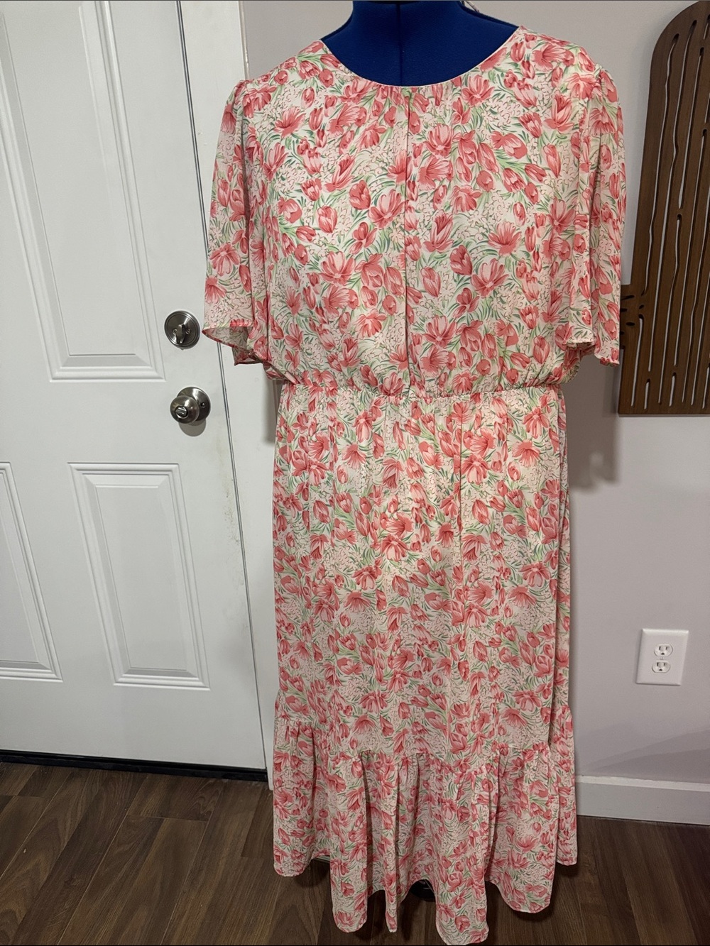 ARULA Pink and Cream Floral Maxi Dress